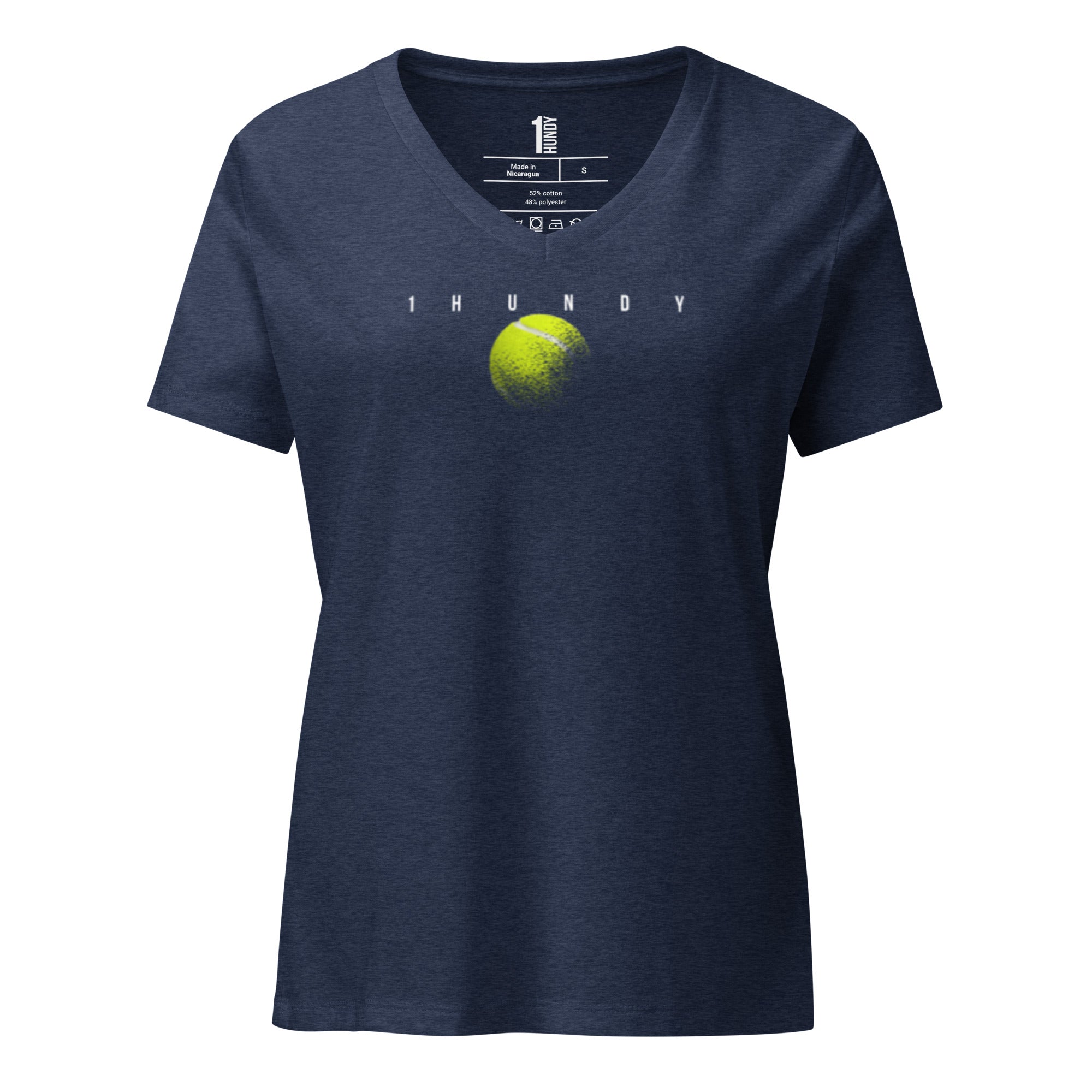 1HUNDY Women's Courtside V Neck T.Shirt