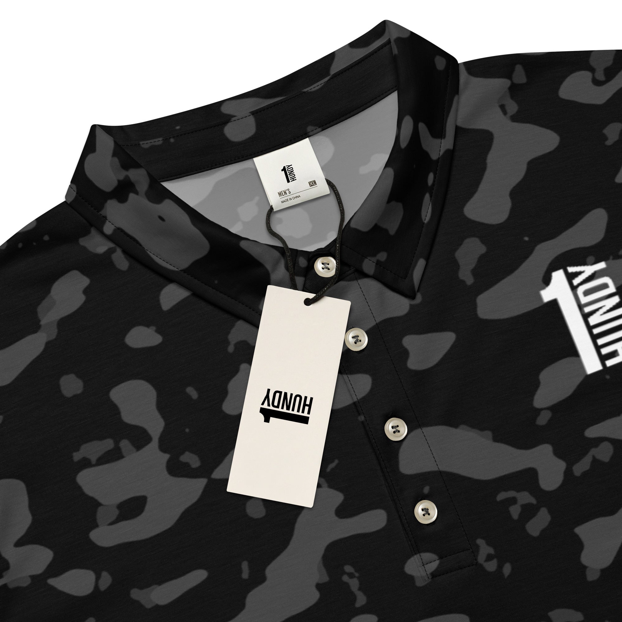 1HUNDY Slim Fit Camo Black Polo
