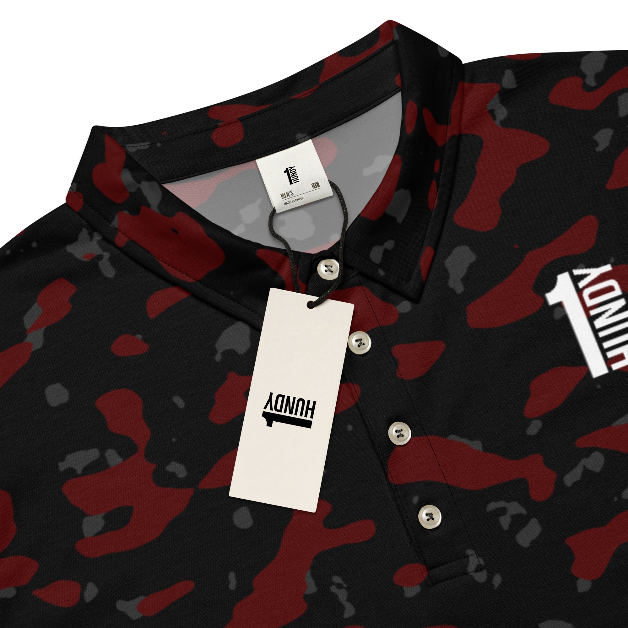 1HUNDY Slim Fit Camo Red Polo