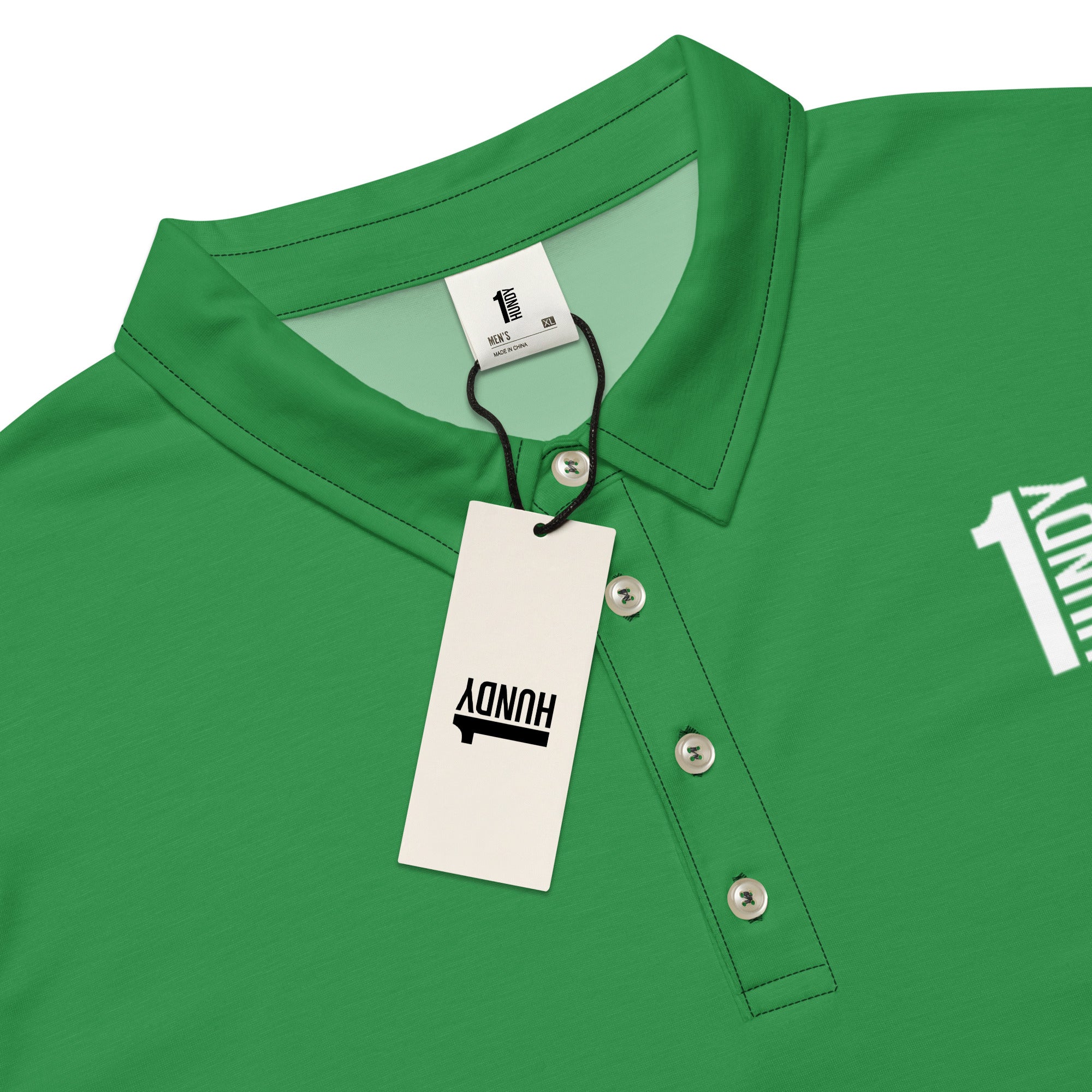 1HUNDY Slim Fit Sea Green Polo